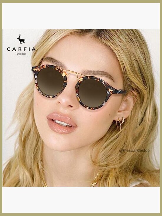Acetate Polarized Sunglasses for Women Small Face Retro Round
